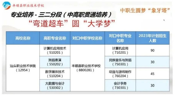 豐順縣職業(yè)技術(shù)學(xué)校2023年招生計劃